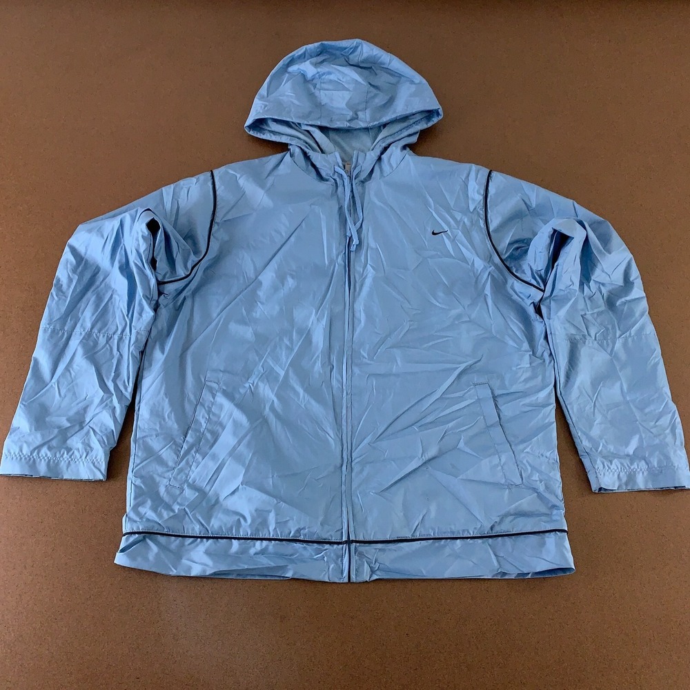 Nike Women's Size Medium (8-10) Light Blue Pocketed Full Zip Hooded Jacket *Flaw